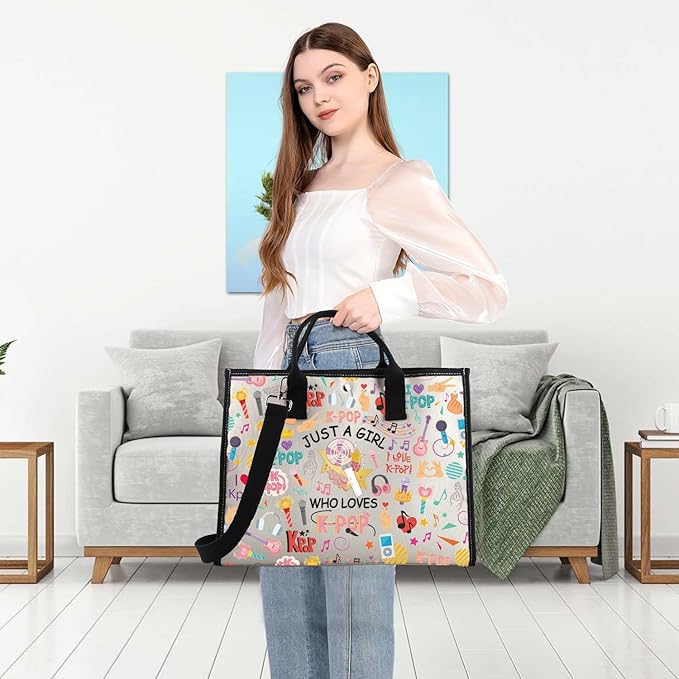 BDPWSS K-Pop Tote Bag K-Pop Singer Merchandise Just A Gi-rl Who Loves K-Pop Shoulder Bag K-Pop Music Fan K-Pop Team Gift