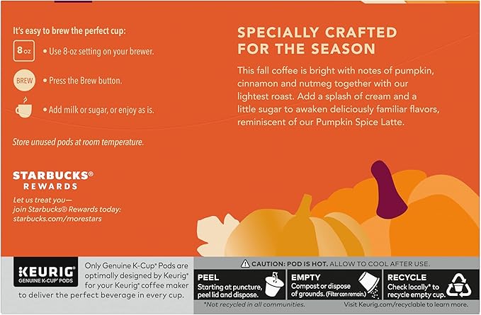 Starbucks Coffee Company Limited Edition Flavored Coffee K-Cups, Pumpkin Spice, 10 CT (Pack of 2)