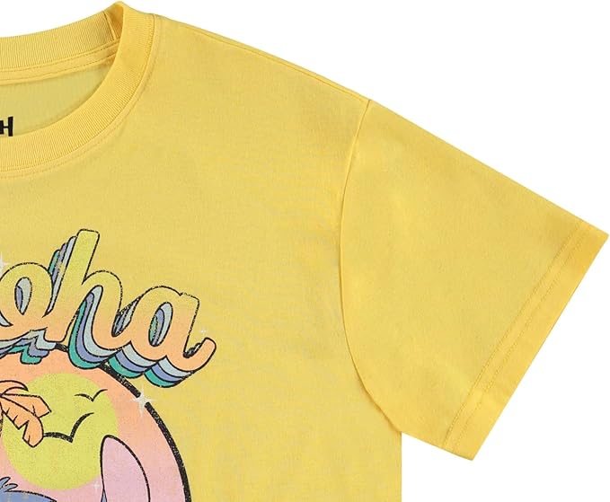 Disney Ladies Lilo and Stitch Shirt - Ladies Classic Lilo and Stitch Tee - Lilo and Stitch Short Sleeve Skimmer Crop Top Tee