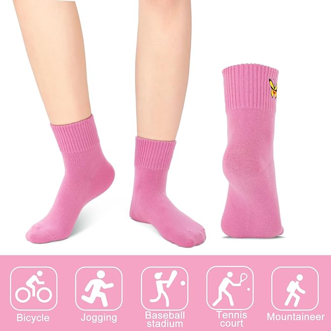 Eurzom 10 Pairs Socks Womens Crew Elastic Ankle Length Cotton Socks Aesthetic Cute Lightweight Low Cut Gifts for Women