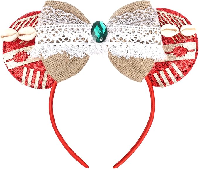 ETLUK Mouse Ears Headband, Tropical Island–Inspired Hairs Accessories for Women Girls Adult, Sequin Bow Headbands for Cosplay Accessories Party Decorations