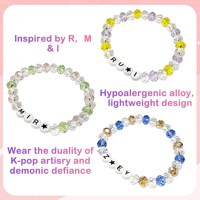 Annymall Korea-Pop Inspired Merch toys Bracelets Sets for Women, Korea-Pop Bracelet Friendship Jewelry, for Huntrix Merchandise for Rumi Mira Zoey Fans Christmas Gifts Cosplay Outfits Decor