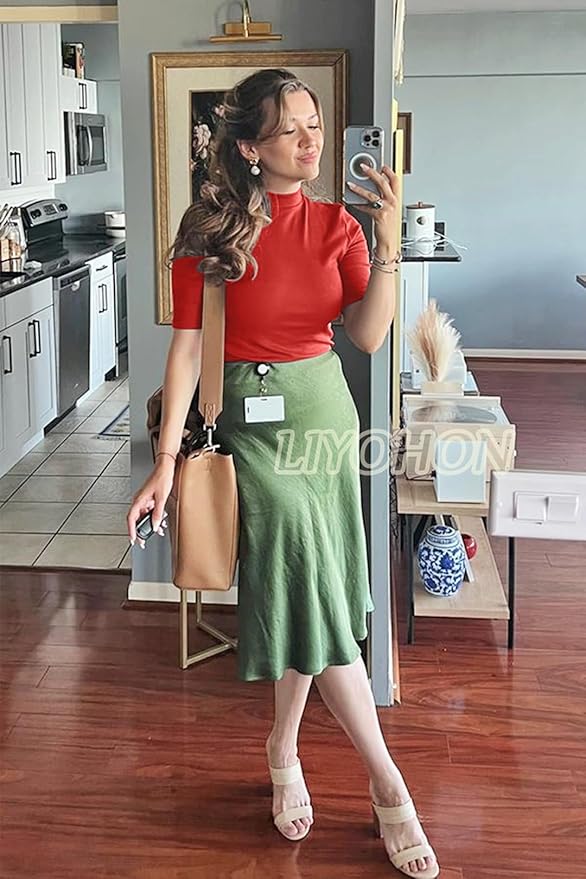 LIYOHON Womens Tops Dressy Casual Mock Turtleneck Business Short Sleeve T Shirts Going Out Tops 2026
