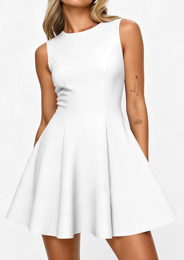 PRETTYGARDEN Summer Dresses for Women 2026 Elegant Sleeveless Boat Neck A Line Spring Formal Cocktail Party Mini Dress