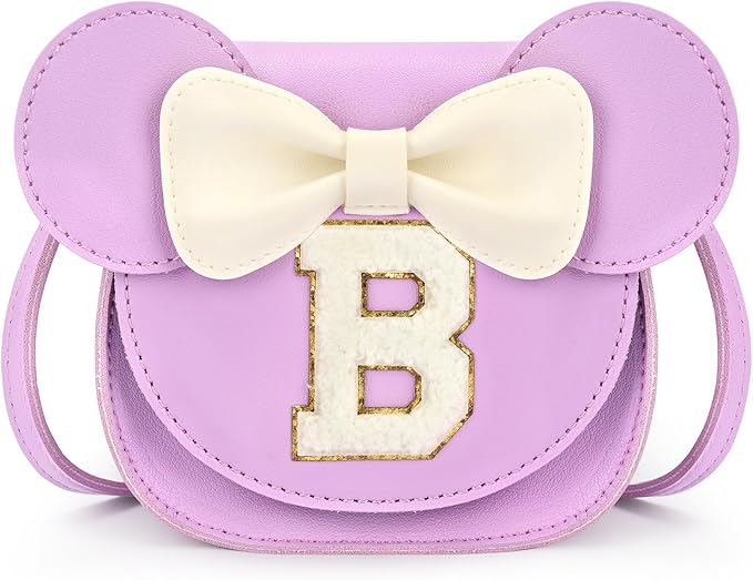 mibasies Toddler Purse Girl Gifts: Girls Birthday Gifts for 3-8 - Toys for Ages 2-4 Girls Mouse Ears Purse, Purple, Letter B