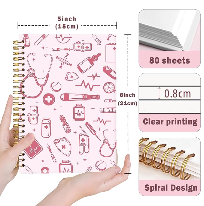 Lacama Nurse Gifts for Women, Pink Nurse Notebook Journal, Gifts for Nurses, Christmas Gift, Nursing School Essentials, Notebook for School Office Supplies 5.5x8.3 Inch