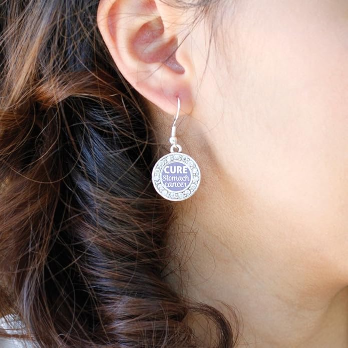 Inspired Silver - Silver Circle Charm French Hook Drop Earrings with Cubic Zirconia Jewelry