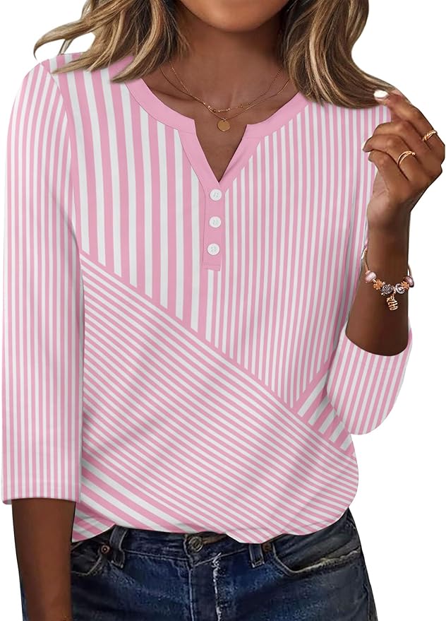 Zeagoo 3/4 Length Sleeve Womens Tops Casual Dressy Summer Blouses Buisness Work Spring Tee Shirts