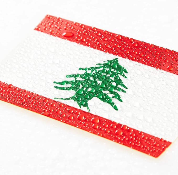 CANTENDO 5Pcs Lebanon Flag Decal Sticker - Lebanese Flags Reflective Vinyl Car Stickers - for Car Window Bumper Waterproof Sticker (2.5 x 4.5 Inch)