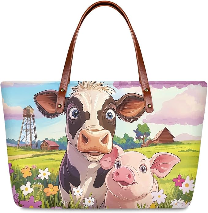 Womens Zip Up Tote Handbag Daisy Print Large Capacity Tote Purse Handbag Big Tote Bag Purse For Work Laptop