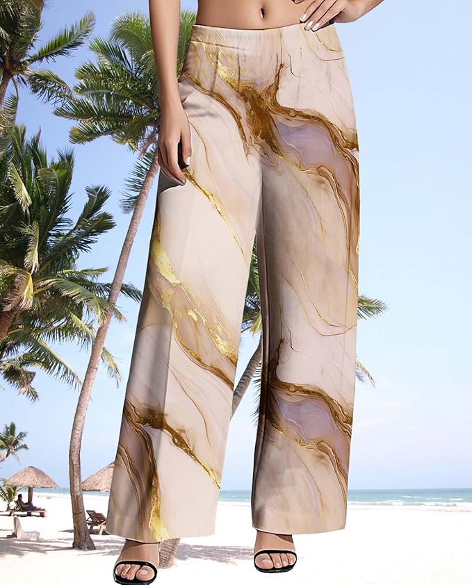 Womens Boho Pants Casual Oversize High Waisted Wide Leg Trousers Pattern Printed Ourdoors Pant for 2025 Summer