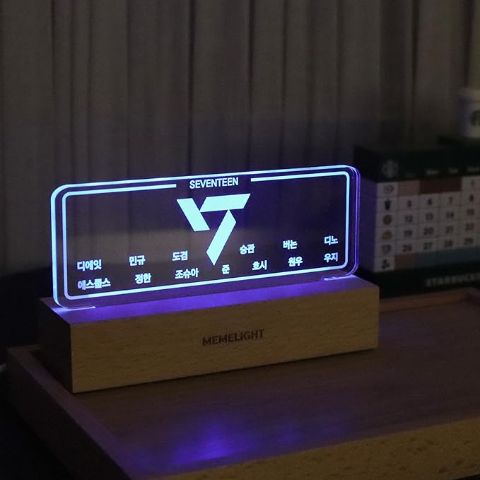 MEMELIGHT Seven.Teen Night Light, Kpop Merchandise, Korean Idol Lamp for Carat, 7RGB Color, Dimmer, 8.3 x 4.2 x 1.7