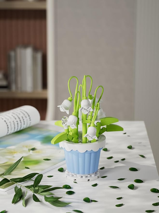 Jollcnoia Hyacinth Mini Flower Potted Plant Bonsai Building Toy Blocks Particle Flower Botanical