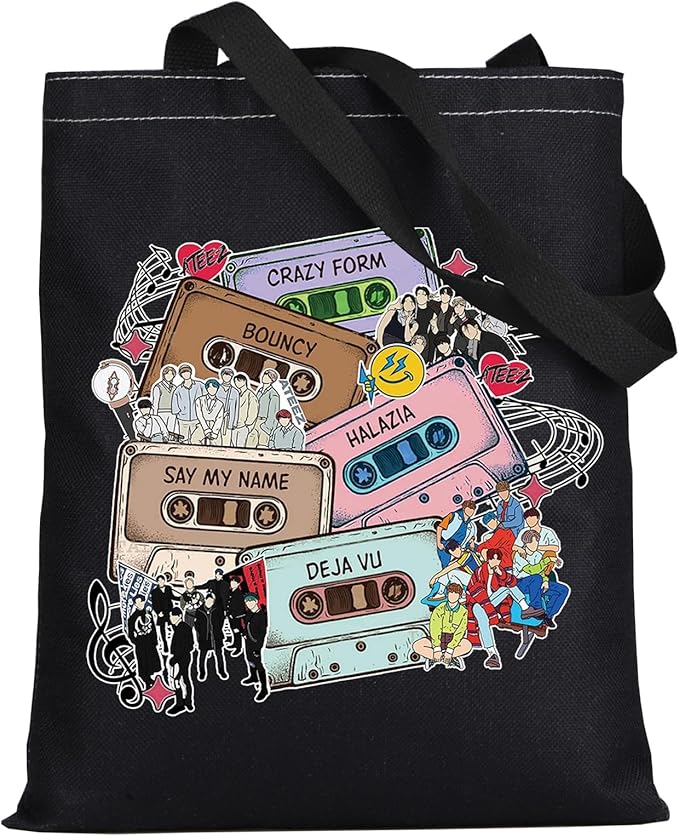WZMPA Korean Group Fans Tote Bag Concert Fans Gift South Korea Singer Reusable Grocery Bag Concert Merchandise
