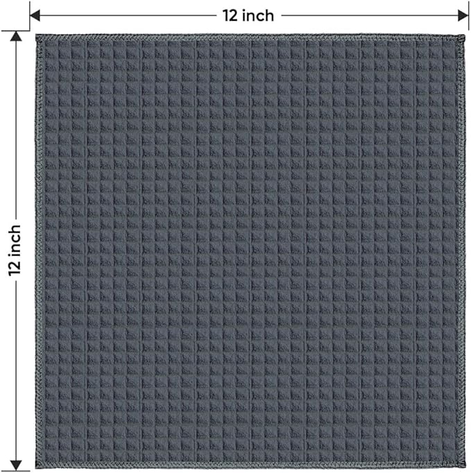 HOMEXCEL Grey Waffle Washcloths Towels 10 Pack, Premium Microfiber Face Towels, Ultra Soft, Lightweight Highly Absorbent Quick Dry Washcloths for Bathroom, Gym, Shower, Hotel, Spa 12 x 12 Inch