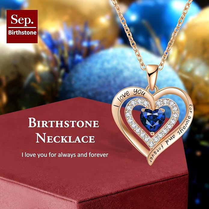 REDBEE Necklaces for Women Birthstone Heart Necklace Jewelry for Wife Girlfriend Woman Necklace