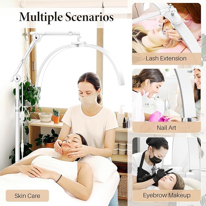 LIONVISON Lash Light for Eyelash Tech: Foldable Half Moon LED Lamp with Phone Holder for Eyelash Extension - Lash Artist Tech Tattoo, Esthetician