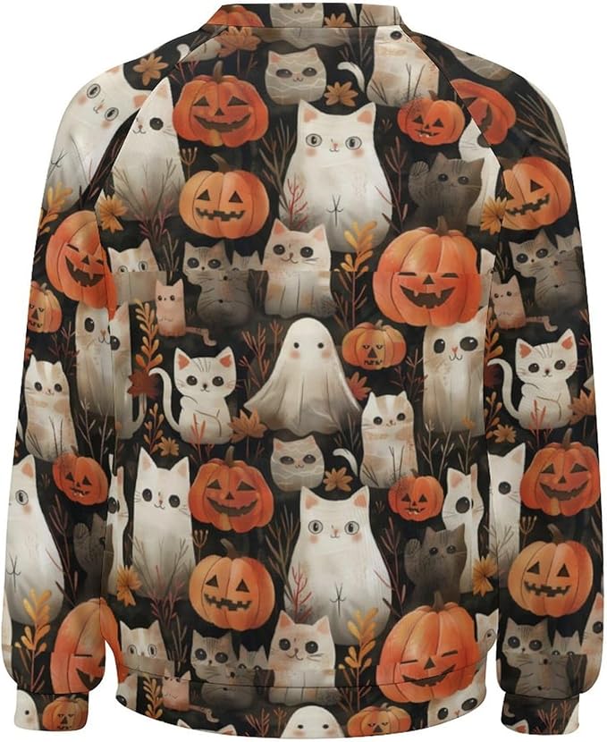 Spatofa Womens novelty funny cat printed crewneck sweatshirt casual loose long sleeve graphic pullover sweatshirts tops