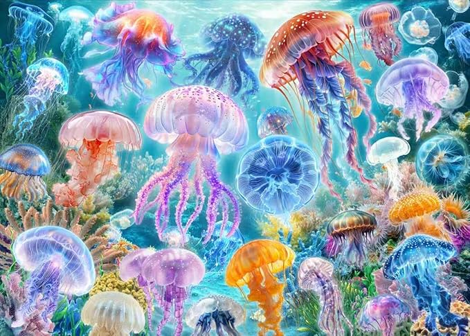 Naturelish Jigsaw Puzzles for Adults 1000 Pieces, Beautiful Detailed Difficult Challenging Puzzle for Relaxing Evening Home Decor, 20x27 Inches, Jellyfish