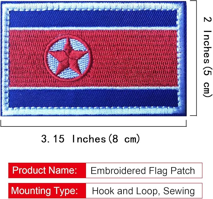 EmWoot 2PCS North Korea Flag Patch Embroidered Morale Patch Military Tactical Patches Hook and Loop