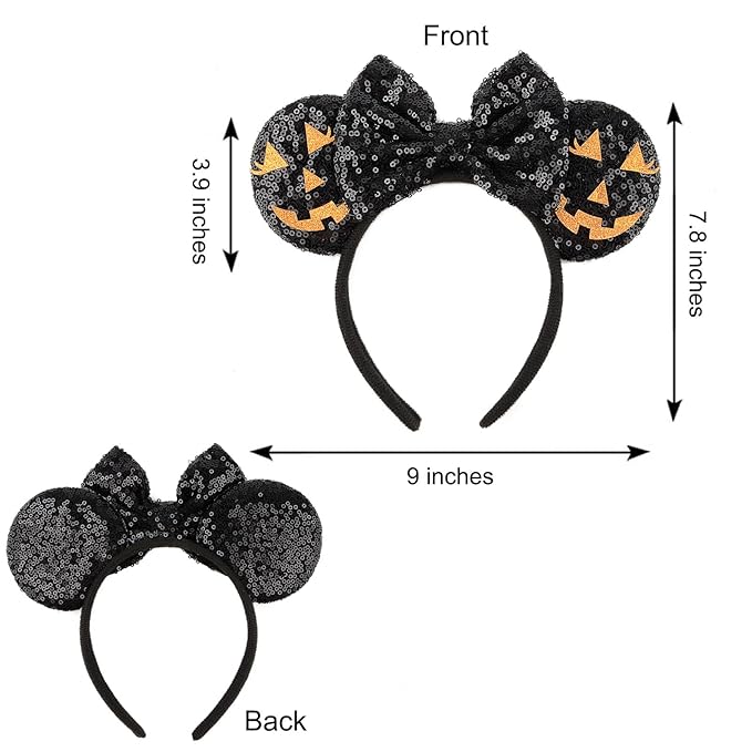 HoveBeaty Mouse Ears Headbands Shiny Sequin Bows Hairband Hair Accessories for Holloween Cosplay Parties