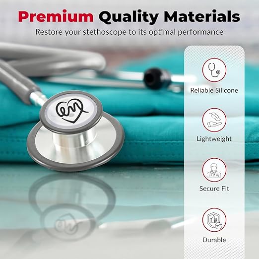 Stethoscope Replacement Part Kit for Littman Stethoscope Classic 3, Cardiology 3 & Cardiology 4 - Fits Classic III, Cardiology III & IV (Grey)
