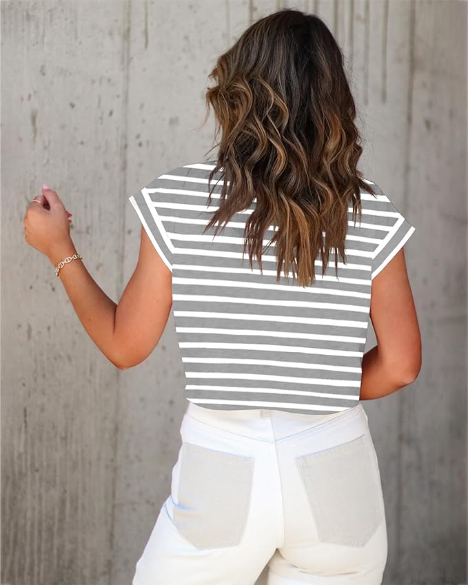 Tankaneo Womens Short Sleeve Cropped T-Shirts Summer Rolled Dolman Sleeve Crop Tops Casual Round Neck Solid Short Basic Tees
