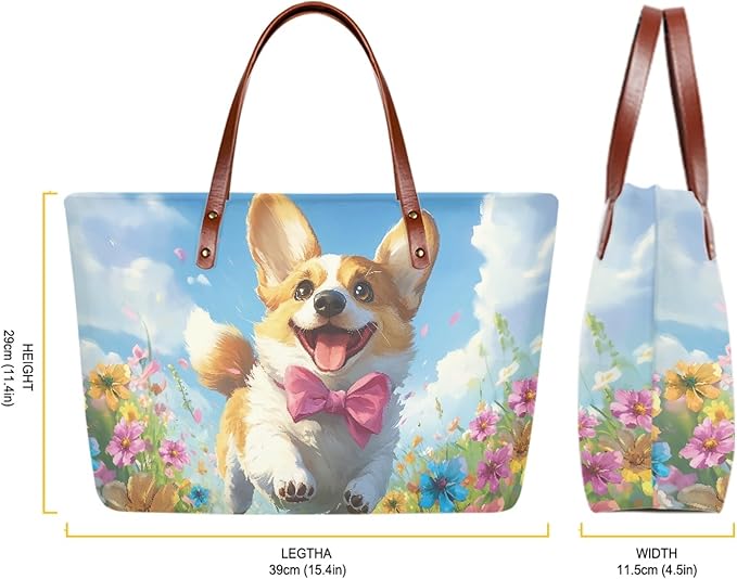 Womens Zip Up Tote Handbag Daisy Print Large Capacity Tote Purse Handbag Big Tote Bag Purse For Work Laptop