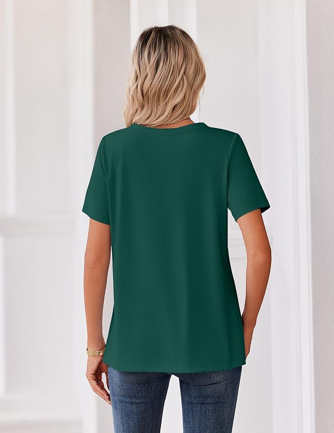 Zeagoo Womens Summer Tops V Neck Short Sleeve Shirts Dressy Casual Blouse Spring Vacation Tshirts Clothes
