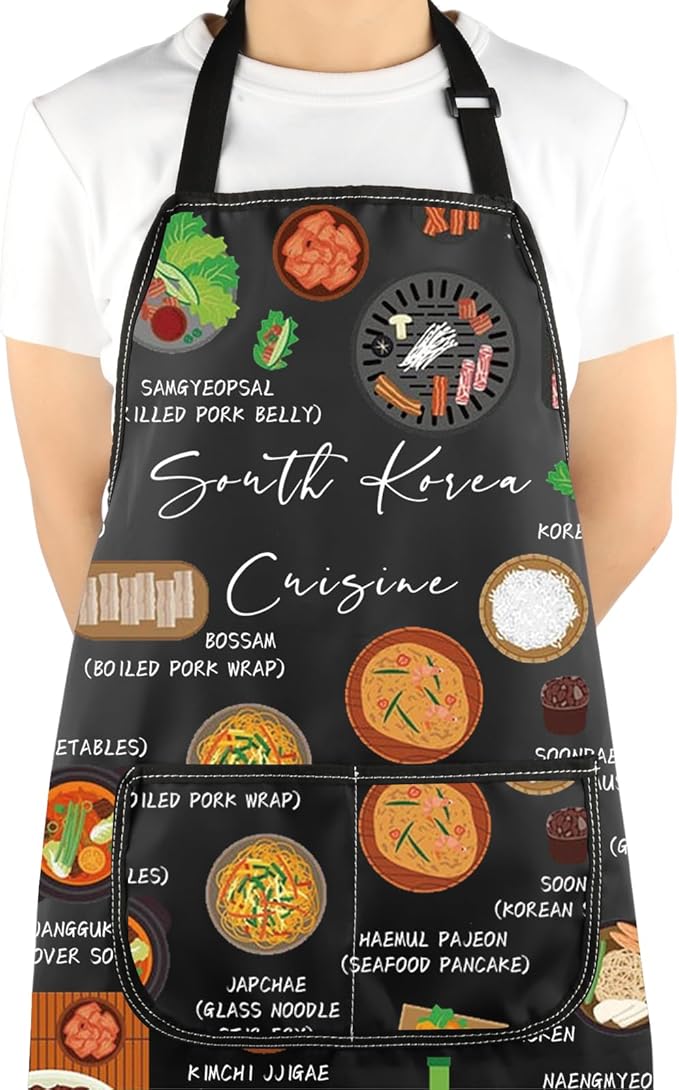 VAMSII South Korea Lover Gift South Korea Cuisine Apron With Pockets South Korea Food Lover Gift South Korea Merch