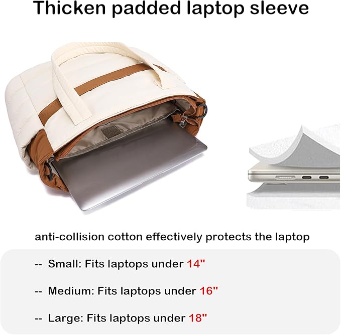 AOCINA Puffer Tote Bag for Women Quilted Work Bag Nurse Bags Women's Shoulder Handbags for Travel Gym Gifts Laptop Purse