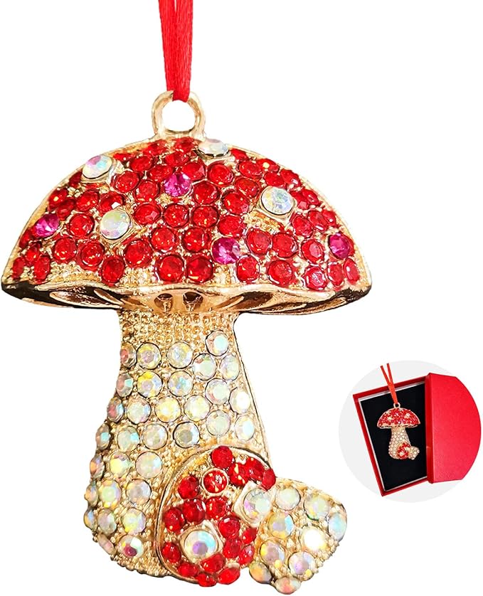 Ushinemi Mushroom Ornaments for Christmas Tree, 2024 Hanging Ornament for Tree Decor, Sparkles Keepsake Gifts for Mom, Grandma, Women, Girls, Sisters