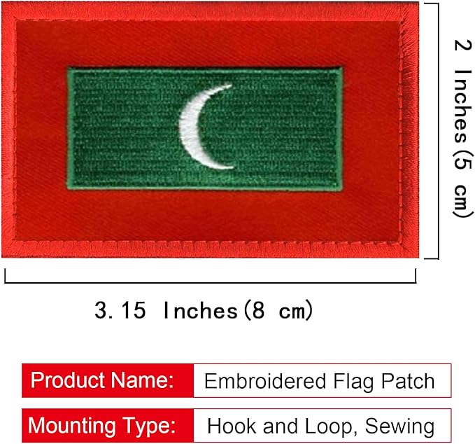 EmWoot 2PCS Maldives Flag Patch Embroidered Morale Patch Military Tactical Patches Hook and Loop