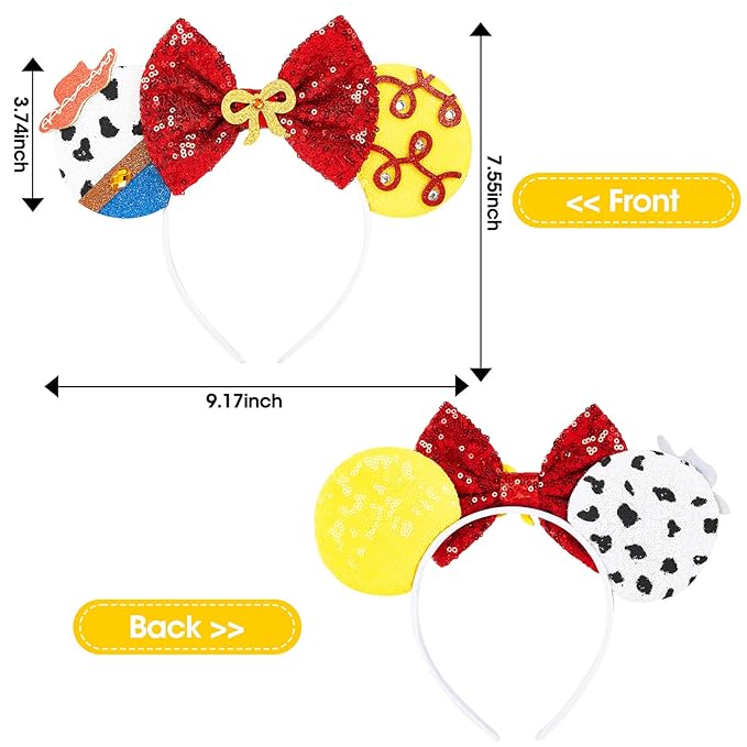 HAMUTH Mouse Ear Headband, Sequin Bow Mouse Ears for Boys Girls Adult, Decorations for Party Trip Parks Cosplay Costume Accessories