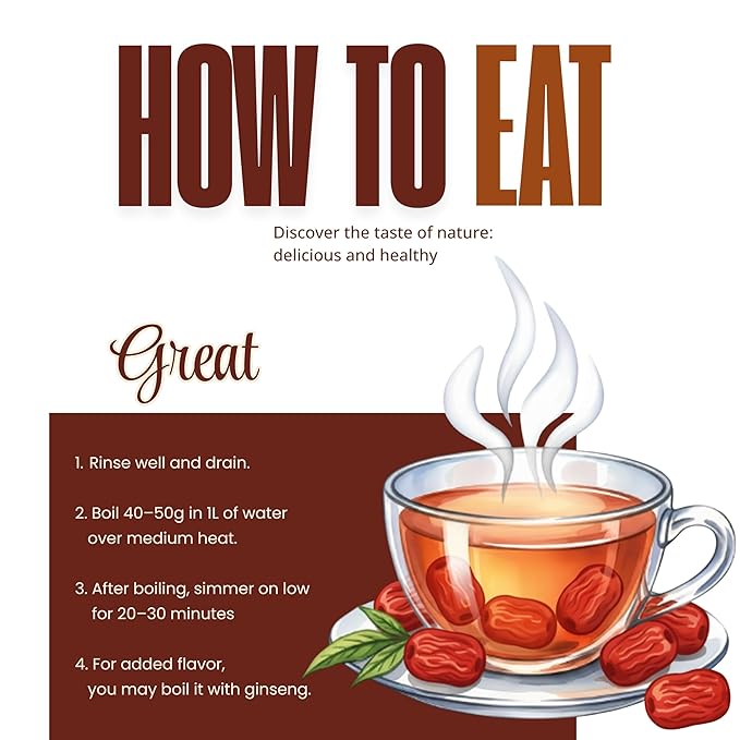 GAGOPA Dried Jujube Fruit – 100% Korean Red Dates, Naturally Sweet Flavor, Caffeine-Free Herbal Infusion, Great for Tea, Soups & Samgyetang, 500g Bulk Pack