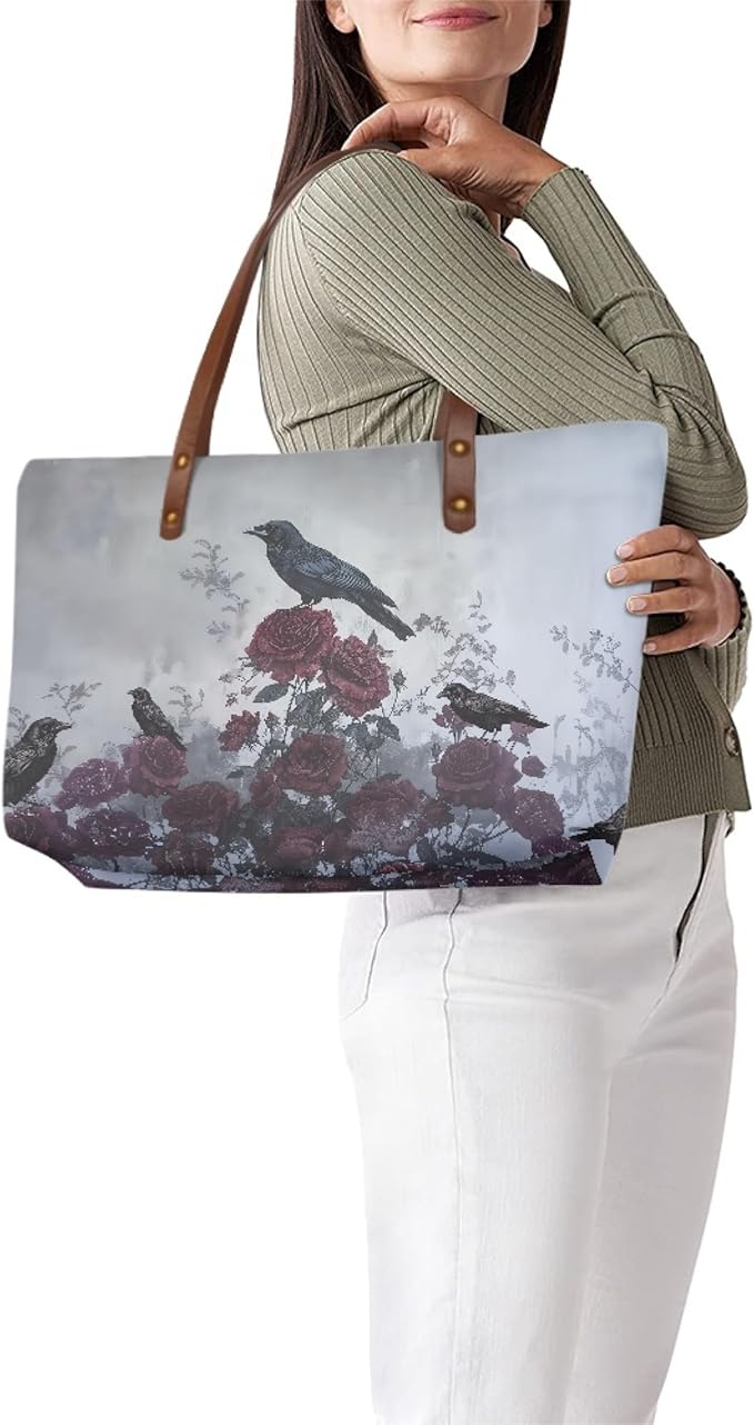 Womens Zip Up Tote Handbag Daisy Print Large Capacity Tote Purse Handbag Big Tote Bag Purse For Work Laptop
