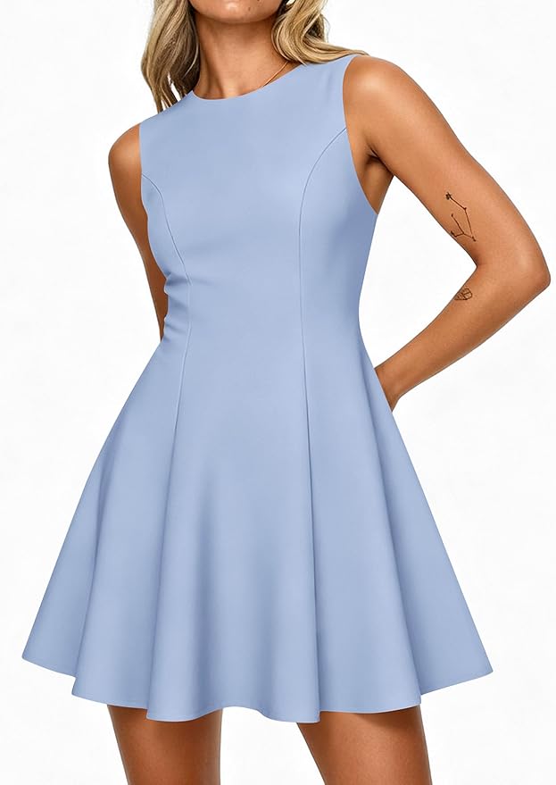 PRETTYGARDEN Summer Dresses for Women 2026 Elegant Sleeveless Boat Neck A Line Spring Formal Cocktail Party Mini Dress