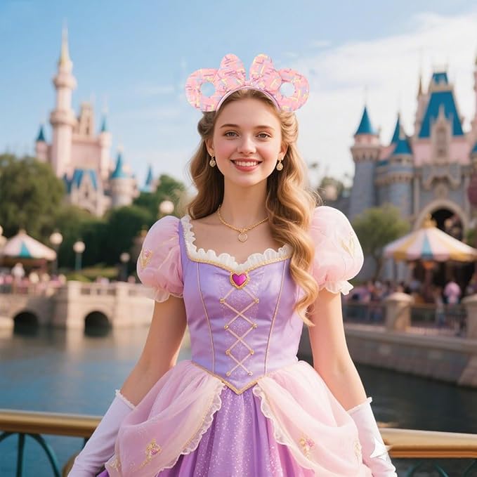 WW-WONDERFULWORLD 2 Pack Mouse Ears Headband Sets, Multicolor line Maze Sequin Pattern, Pink & Blue Band, Party Costume Accessory; TTQ2