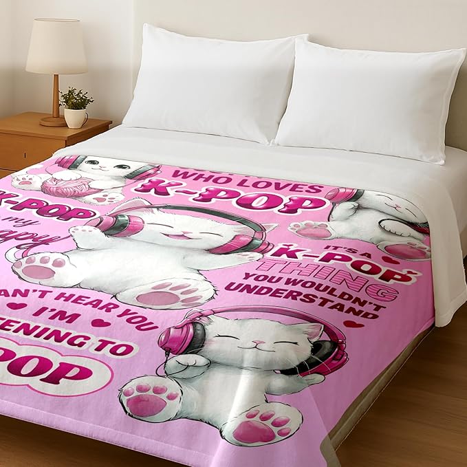 Kpop Blanket Gifts for K-Pop Fans - Super Soft Flannel Kpop Blankets for Girls Teen Fans Bedding Couch Sofa - Korean Kpop Merch Fandom Throw for Idol Lovers Dorm Decor Christmas (Style 02, 60 X 80)