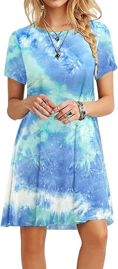 MOLERANI Women's Casual Plain Simple T-Shirt Loose Dress