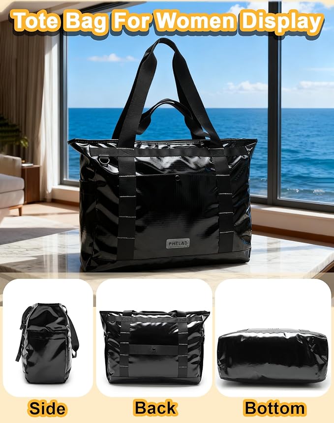Tote Bag for Women, Lightweight Beach Bag with Laptop Pocket for Teacher Nurse, Travel Shoulder Handbag for College