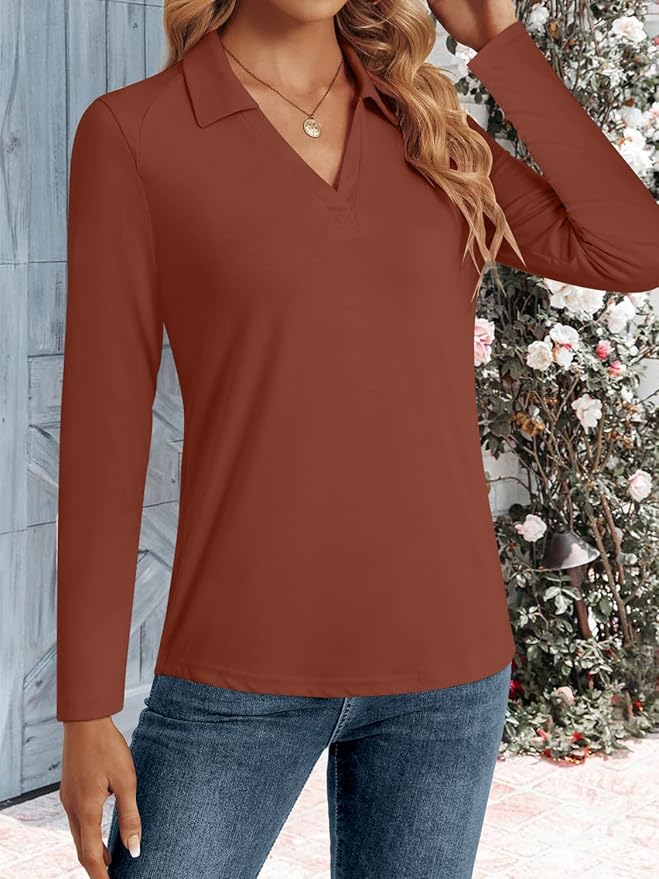 3/4 Length Sleeve Womens Tops Dressy Casual V Neck Polo Shirts Business Work Blouses 2025 Trendy Tunic Top