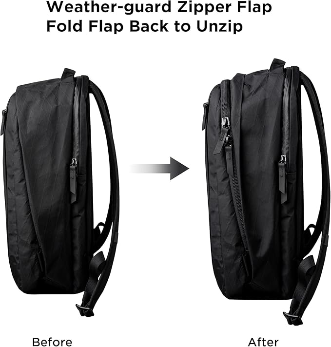 ALPAKA Metro Backpack Pro for Men - Fits 15.6" Laptop Business Travel Backpack with YKK Zippers, MOD Key Leash & Luggage Pass-through, Padded and Weatherproof X-pac Material Work Bag (Black)