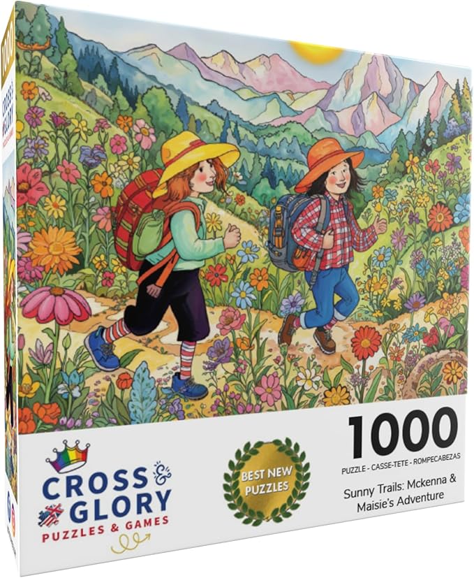 Cross & Glory – Jigsaw Puzzle for Adults 1000 Piece | Sunny Trails: McKenna & Maisie’s Adventure | Whimsical Art Style | Vibrant Design | Satin Finish | 20x27 Inches