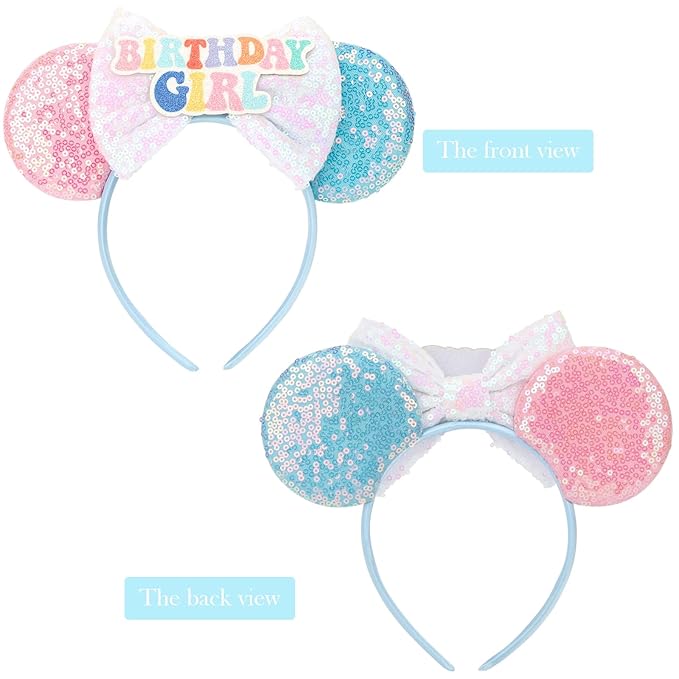 DRESHOW Mouse Ears Bow Headbands Glitter Party Decoration Cosplay Costume for Women