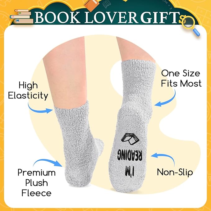 HAPPYPOP Fuzzy Gifts for Women Men - Book K-pop Divorce Inspirational Vegan Scary Film Socks
