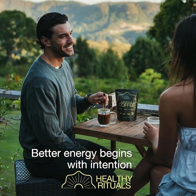 Healthy Rituals Mushroom Coffee SuperBlend Powder with Lion’s Mane, MCT Oil, L-Theanine, Turmeric, Prebiotic Fiber & L-Carnitine, Naturally Sweet, Rich & Smooth Premium Arabica Instant Coffee - 150 g
