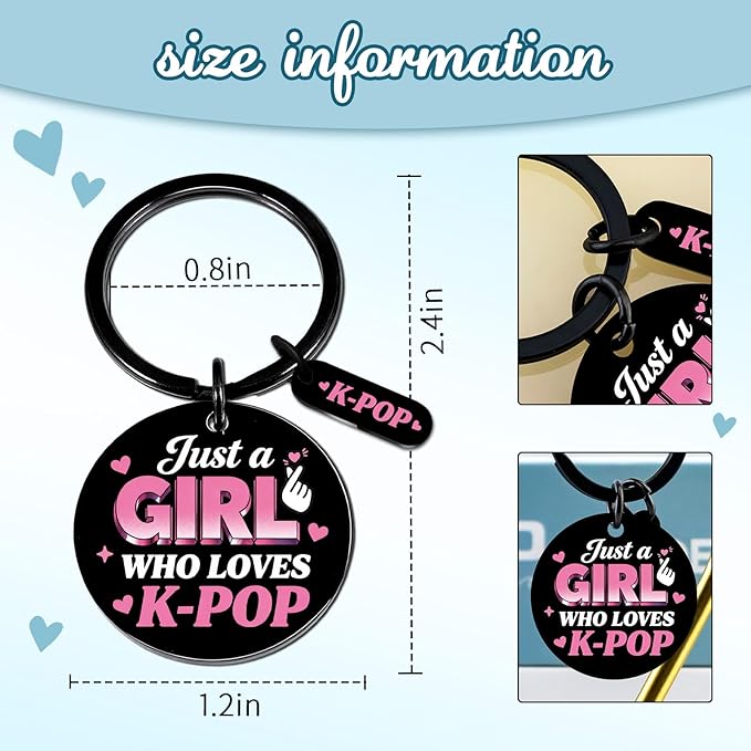 Kpop Merch For Girls Kpop Stuff For Girls k-Pop Gifts For Teen Girl Music Lovers Birthday Party Favor Decorations For Korea-Pop Lovers Friends Bestie Women Just a Girl Who Loves k-Pop Keychain