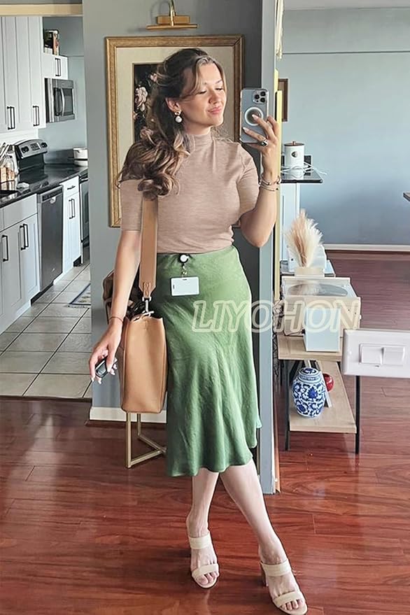 LIYOHON Womens Tops Dressy Casual Mock Turtleneck Business Short Sleeve T Shirts Going Out Tops 2026