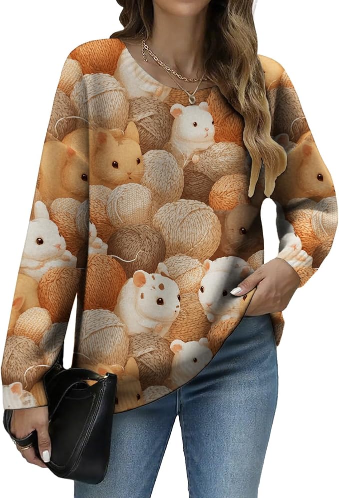 LIZALIG Women's Fall Christmas Snowman Sweater Long Sleeve Crewneck Pullover Festive Holiday Winter Outfit for Parties